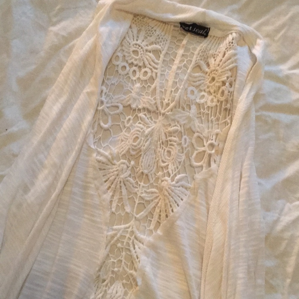 White crochet tank cardigan